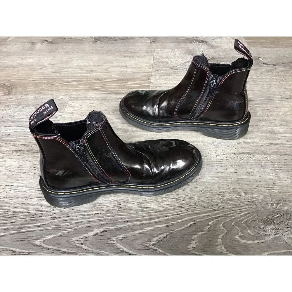 Dr. Martens Youth Girls Size 2 Boots 2976 T Sparkle Rays Glitter Leather Zip
